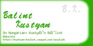 balint kustyan business card